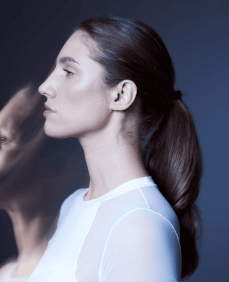 ETHR LAB, modern woman profile, sleek ponytail, professional hair styling.
